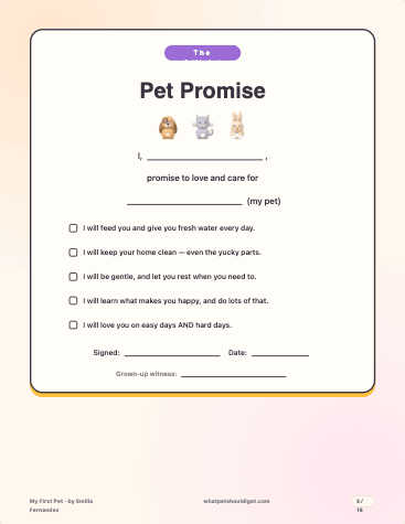 Pet Promise certificate page